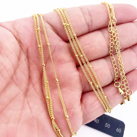 18K Gold Plated Copper Satellite Chain Beaded Link Necklace For DIY Jewelry Making Colorful Silver Rose Gold Chain For Women