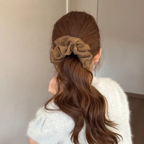 Elegante Effen Kleur Grote Haarelastiek Voor Vrouwen Retro Eenvoudige Elastische Haarband Handgemaakte Zachte Stof Haaraccessoire