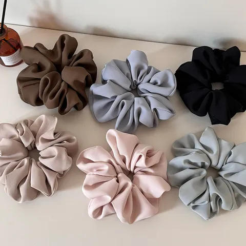 French Style Satin Scrunchies Large Hair Ties Solid Color Silk Like Elastic Hair Bands Elegant Ponytail Holder For Women Girls Hair Accessories