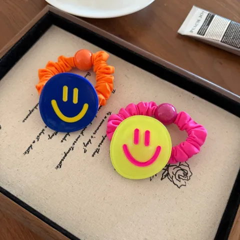 Carino Stile Coreano Faccia Sorridente Elastico per Capelli Plastica Resina Corda Elastica per Capelli Accessori Quotidiani per Capelli per Donne