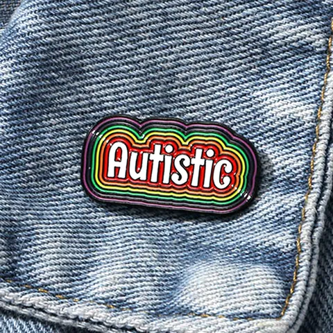 Regenbogen Engelse Letter Autistic Brooch Legering Emaille Badge Schattige Mode Reversspeld Tas Kleding Decor Sieraden Cadeau