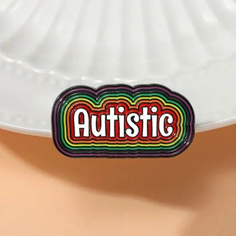 Regenbogen Engelse Letter Autistic Brooch Legering Emaille Badge Schattige Mode Reversspeld Tas Kleding Decor Sieraden Cadeau