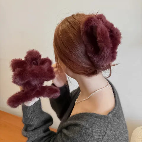 Grande Molla per Capelli in Peluche Morsetto Morbido Pelliccia Sintetica Accessori Invernali Per Donne e Ragazze Acconciatura