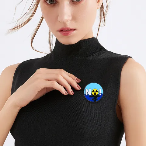Original Design Umwelt Emaille Pin Meeresschutz Slogan Rund Legierung Anstecknadel Strahlung Erde Öko Schmuck Brosche Für Rucksack Kleidung Unisex
