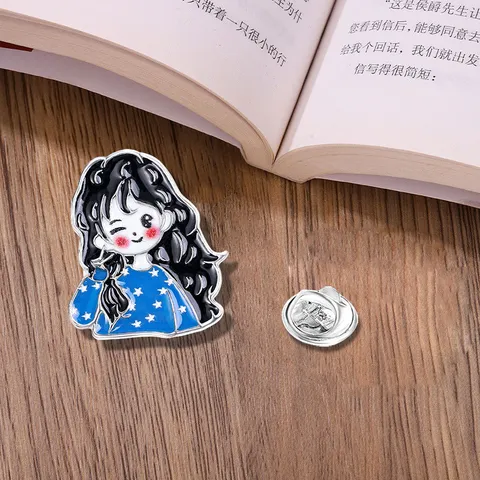 Cute Cartoon Couple Alloy Enamel Brooch Pin Sweet Anime Characters Badge For Backpack Clothing Accessory Students Unisex Jewelry