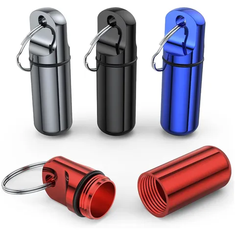 Tragbare Aluminiumlegierung Wasserdicht Pillendose Schlüsselanhänger Mini Metall Versiegelte Medizin Aufbewahrung Für Reise Outdoor
