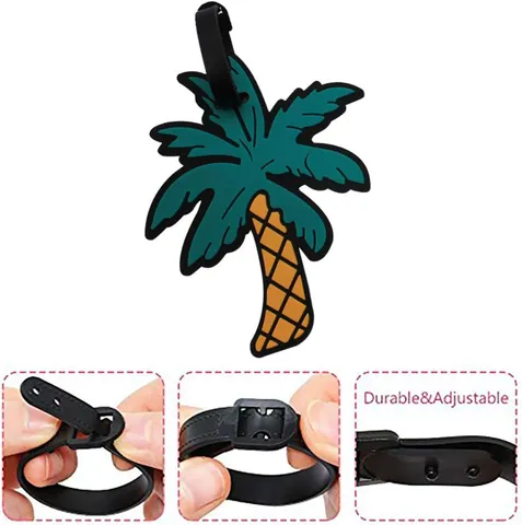 Étiquette à Bagages Mignonne en Silicone Été Plage Sac de Voyage Étiquette Tropicale Cocotier Soleil Lunettes de Soleil Accessoires Vacances