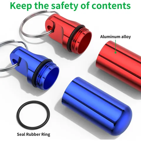 Tragbare Aluminiumlegierung Wasserdicht Pillendose Schlüsselanhänger Mini Metall Versiegelte Medizin Aufbewahrung Für Reise Outdoor