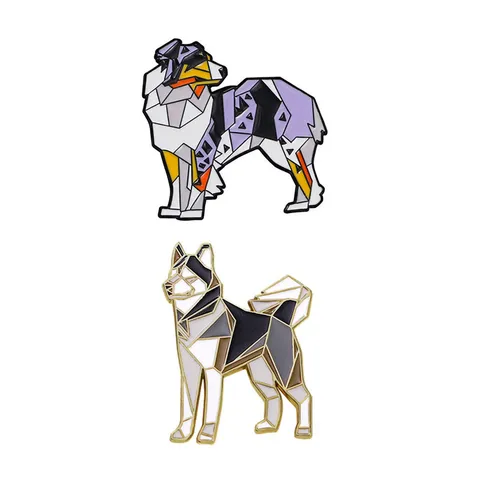 Geometrische Linie Hund Brosche Emaille Pin Legierung Form Schäferhund Husky Anstecknadel Schmuck Dekoration Für Damen Herren