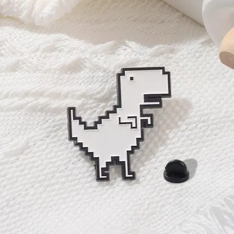 Pixel Style Alloy Dinosaur Drip Oil Brooch Cute Cartoon Jurassic Enamel Pin For Clothing Bag Accessory Unisex Jewelry Gift