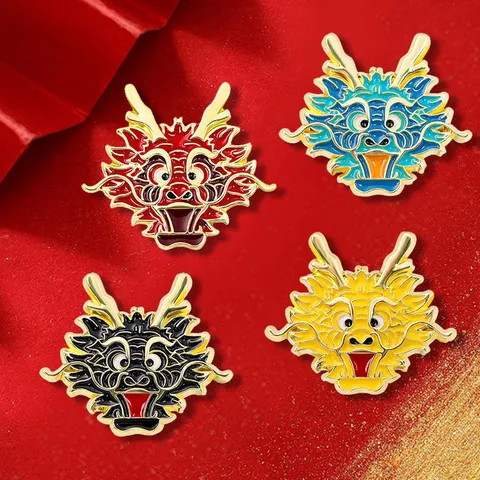 Tendencia Nacional Broche de Dragón de Dibujos Animados Aleación Aceite de Goteo Insignia de Esmalte Accesorios de Traje Joyería de Moda Pin de Solapa Para Hombres y Mujeres