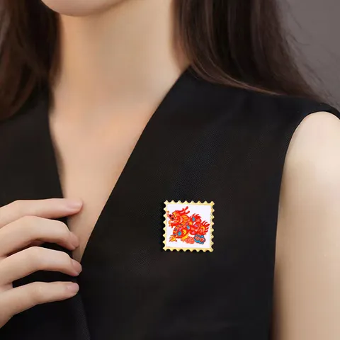 Broche de Sello de Dragón Estilo Chino de Aleación Esmaltado Insignia de Tendencia Nacional Alfiler de Solapa Joyería Regalo Para Hombres Mujeres