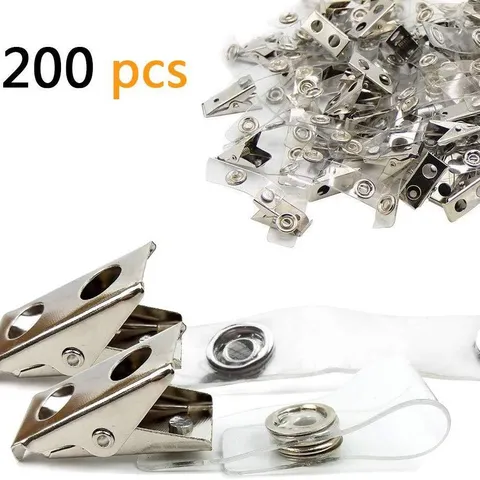 Metal ID Badge Clip With Clear PVC Strap Dual Hole Crocodile Clip For Name Tag Badge Holder Office School Supplies