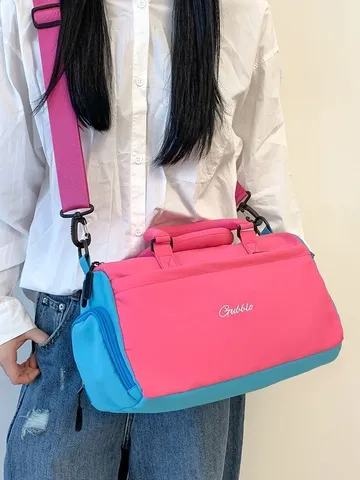 Unisex Casual Sports Gym Bag Adiávrochi Nylon Travel Duffel Bag Color Block Outdoor Fitness Shoulder Bag