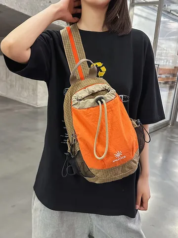 Casual Outdoor Πεζοπορία Camping Μικρό Σακίδιο Nylon Χρωματικός Σχηματισμός Sling Τσάντα Στήθους Αδιάβροχη