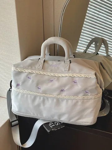 Large Capacity Travel Duffel Bag Waterproof Nylon Gym Bag Lightweight Short Trip Luggage Bag With Lace And Embroidery