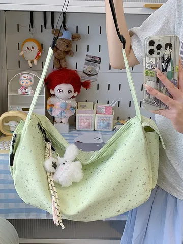 Women Lightweight Sports Yoga Fitness Bag Travel Crossbody Bag Casual Star Print Nylon Shoulder Bag Outdoor Daily Handbag