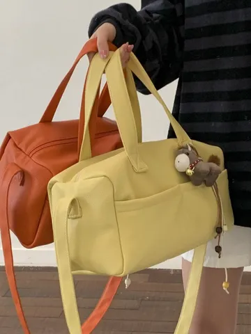 Women Fashion PU Leather Tote Bag Large Capacity Casual Commuter Shoulder Crossbody Bag Daily Handbag With Cute Pendant