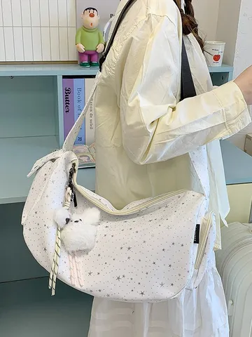 Women Lightweight Sports Yoga Fitness Bag Travel Crossbody Bag Casual Star Print Nylon Shoulder Bag Outdoor Daily Handbag