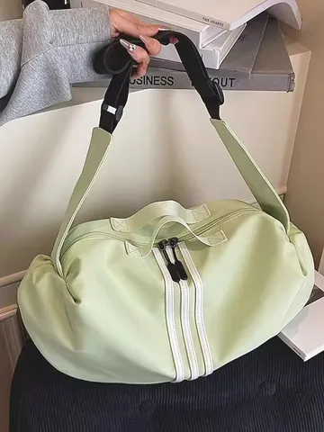 Nylon Lightweight Large Capacity Gym Bag Stripes Crossbody Travel Duffel Bag For Women Fitness Yoga Outdoor Sports Messenger Bag