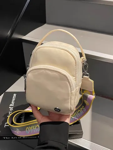 Borsa a Tracolla Casual in Nylon da Donna Piccola Borsa a Mano Tonda Tasche Multiple Viaggio Quotidiano Telefono Borsa Moda
