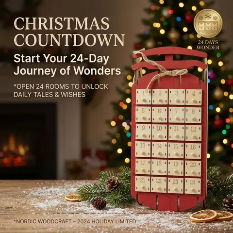 Christmas Wooden Advent Calendar Sleigh Shape Standing Hanging Countdown Calendar Decoration With Drawers For Xmas Holiday Home Table Ornament Gift