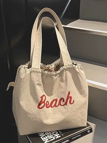 Bolso Tote de Nylon de Gran Capacidad Estilo Japonés para Mujer Bolso de Hombro Casual Ligero para Viaje con Estampado Beach