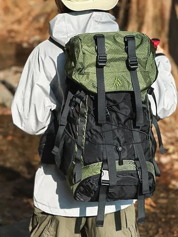 Men Large Capacity Hiking Backpack Waterproof Outdoor Camping Bags Travel Climbing Backpack Functional Techwear Double Shoulder Rucksack