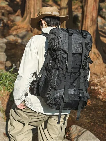 Men Large Capacity Hiking Backpack Waterproof Outdoor Camping Bags Travel Climbing Backpack Functional Techwear Double Shoulder Rucksack