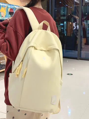Unisex Nylon Rucksack Mit Großer Kapazität Minimalistischer Einfarbiger Wasserdichter Schulranzen Für Gymnasiasten Und Studenten Reiserucksack Mit Buchstabenstickerei