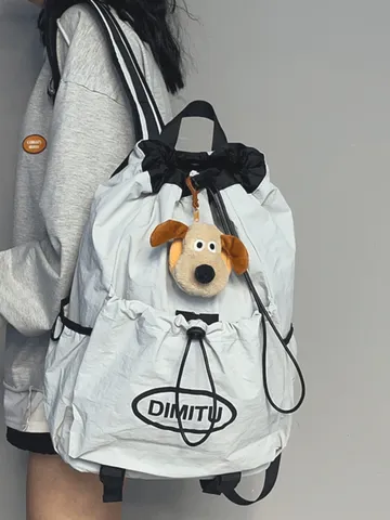 Sac à Dos Léger en Nylon avec Cordon de Serrage Grande Capacité Sac d École Unisexe pour Voyage Randonnée Camping Style Décontracté