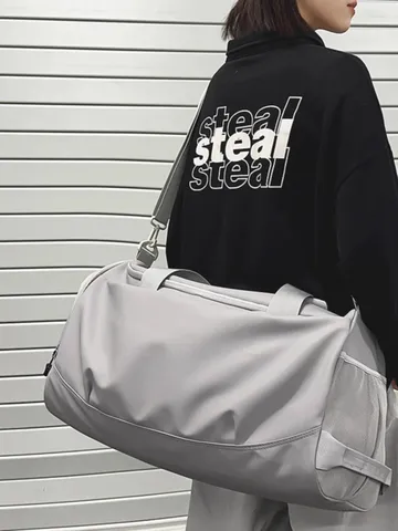Sac de Sport en Nylon Imperméable de Grande Capacité Avec Séparation Sec Humide pour Hommes Femmes Sports Voyage Sac Polochon Entraînement Sac à Dos Épaule