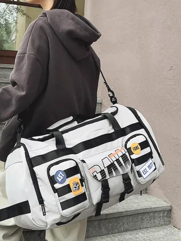 Borsa da Viaggio Unisex Grande Capacità Impermeabile in Nylon Palestra con Separazione Secco-Umido Outdoor Weekender