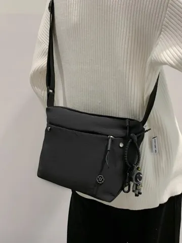 Women Waterproof Nylon Crossbody Bag Lightweight Multi Pocket Shoulder Bag Casual Travel Bag With Spaceman Pendant Versatile Small Backpack Handbag