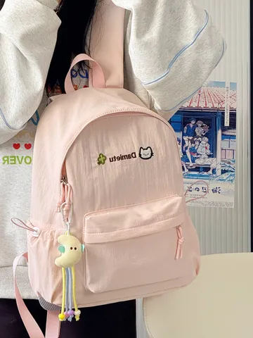 Japanese Style Cute Nylon Backpack For Women High School College Student Fresh Casual Large Capacity School Bag Light Travel Daypack