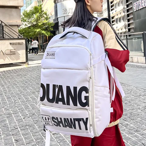 Sac à Dos Grande Capacité Style Utilitaire Hommes Femmes Streetwear Imprimé Lettres Sac De Voyage Imperméable Fitness École Sac à Dos Nylon