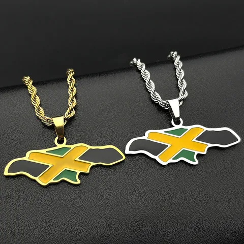 Stainless Steel African Ghana Map Pendant Necklace For Men Women Ethnic Style Twist Chain Map Necklace Hip Hop Jewelry Gift