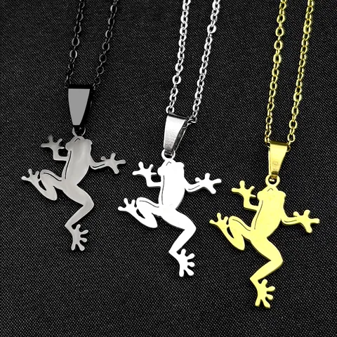 Frosch Anhänger Halskette Aus Edelstahl Süße Tier Charm Halskette Kawaii Frosch Schmuck Trendige Persönlichkeit Halskette Für Damen Herren