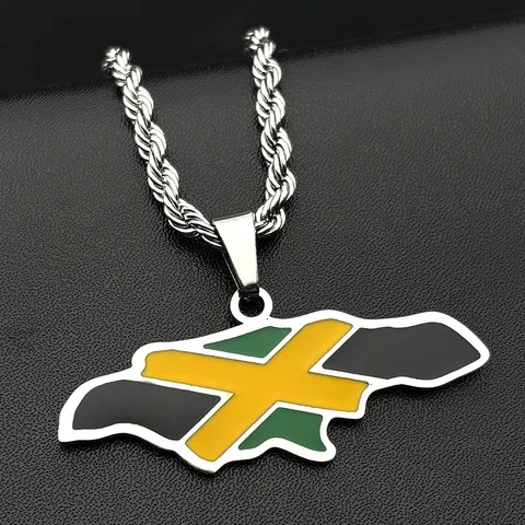 Stainless Steel African Ghana Map Pendant Necklace For Men Women Ethnic Style Twist Chain Map Necklace Hip Hop Jewelry Gift