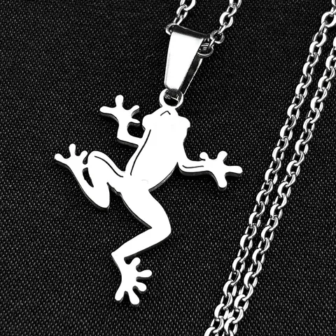 Frosch Anhänger Halskette Aus Edelstahl Süße Tier Charm Halskette Kawaii Frosch Schmuck Trendige Persönlichkeit Halskette Für Damen Herren