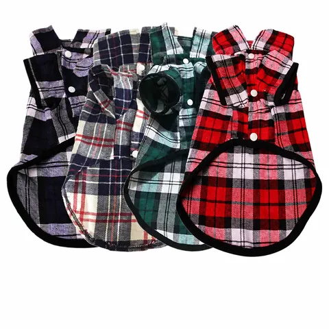 Frühling Sommer Haustier Hund Kleidung Klassisches Karo Hemd Atmungsaktiv Polyester Welpe Bekleidung Lässig Haustier Weste Kostüm