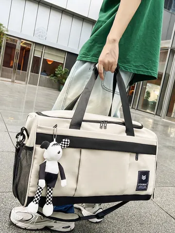 Large Capacity Nylon Travel Bag Unisex Wear Resistant Sport Gym Duffel Shoulder Tote Bag with Dry Wet Separation Shoe Compartment Luggage收纳袋