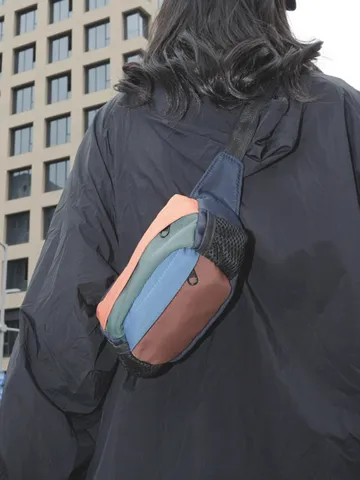 Marsupio Tattico Unisex in Nylon a Blocchi di Colore Borsa a Tracolla Funzionale da Petto per Sport all'Aperto Ciclismo