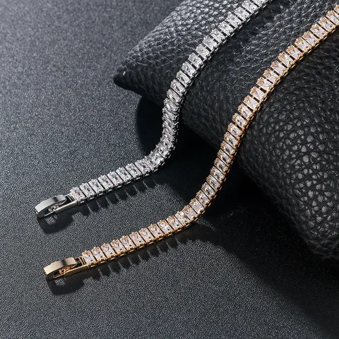 Μινιμαλιστικό Βραχιόλι Τένις Γεωμετρικό Moissanite για Γυναίκες Επιχρυσωμένο και Επιπλατινωμένο Πολυτελές Κόσμημα Χεριού Μόδα Δώρο