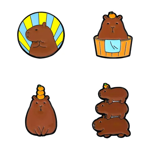Cute Cartoon Capybara Enamel Pin Alloy Animal Brooch Cute Meme Badges For Student Backpack Clothing Decoration Jewelry Gift