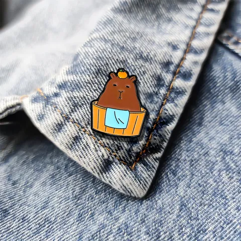 Cute Cartoon Capybara Enamel Pin Alloy Animal Brooch Cute Meme Badges For Student Backpack Clothing Decoration Jewelry Gift