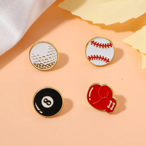 Cute Sport Series Cartoon Enamel Brooch Pin Alloy Basketball Football Tennis Shaped Badge For Kids Clothes Bag Decoration Pin