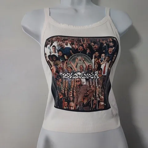 Γυναικείο Y2K Vintage Αφηρημένο Γραφικό Print Ribbed Knit Tank Top Casual Στρογγυλή Λαιμόκοψη Αμάνικο Pullover Streetwear