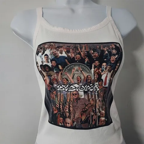 Γυναικείο Y2K Vintage Αφηρημένο Γραφικό Print Ribbed Knit Tank Top Casual Στρογγυλή Λαιμόκοψη Αμάνικο Pullover Streetwear