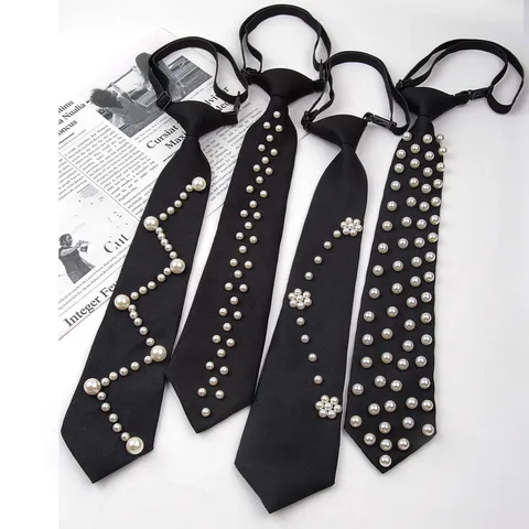 Handmade Pearl JK Tie Knot Free Women Men Shirt Accessory Niche Photography Academic Stage Performance Tie